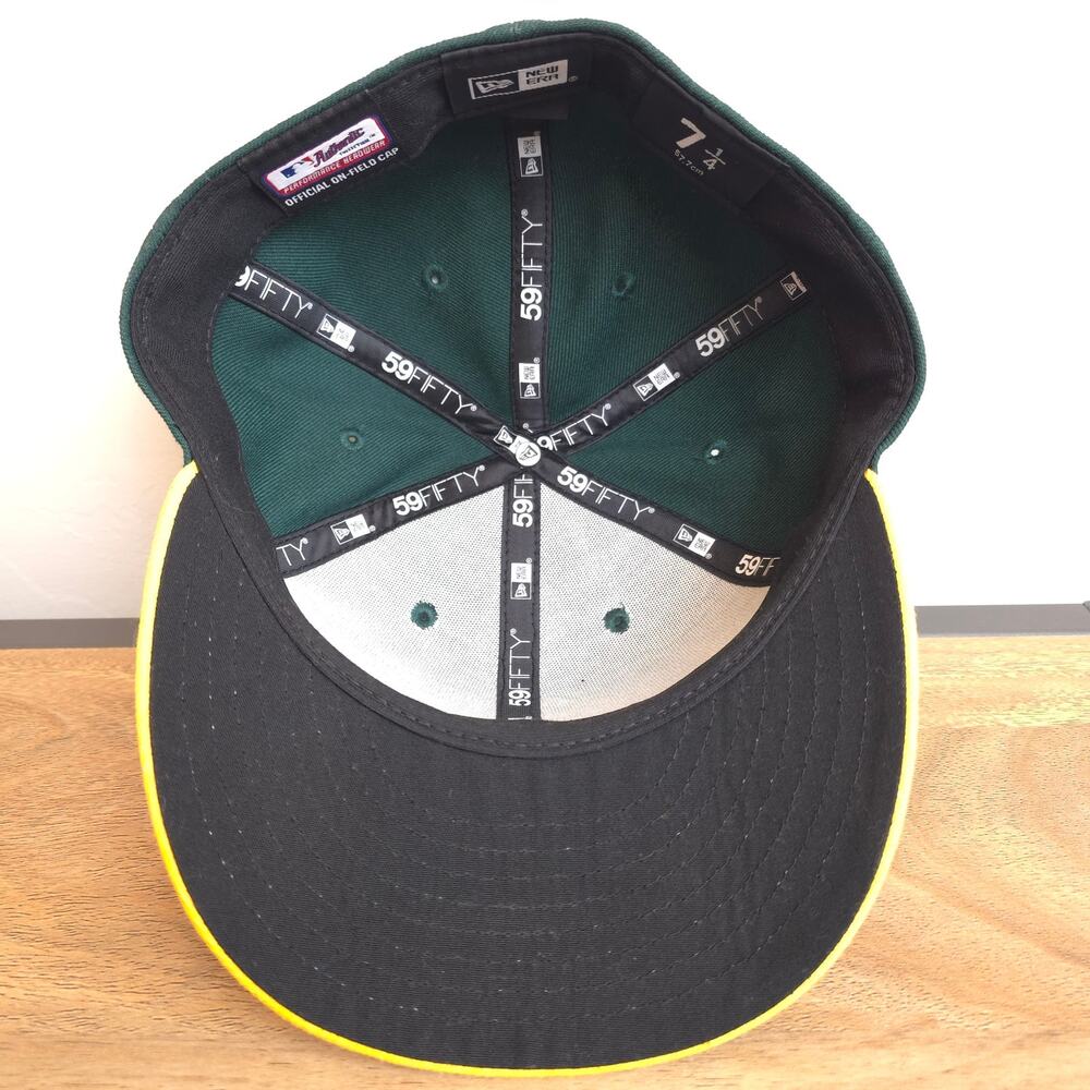 New Era Oakland Athletics A’s 59FIFTY Fitted Hat Green Yellow 7 1/4 MLB Cap - Picture 4 of 6
